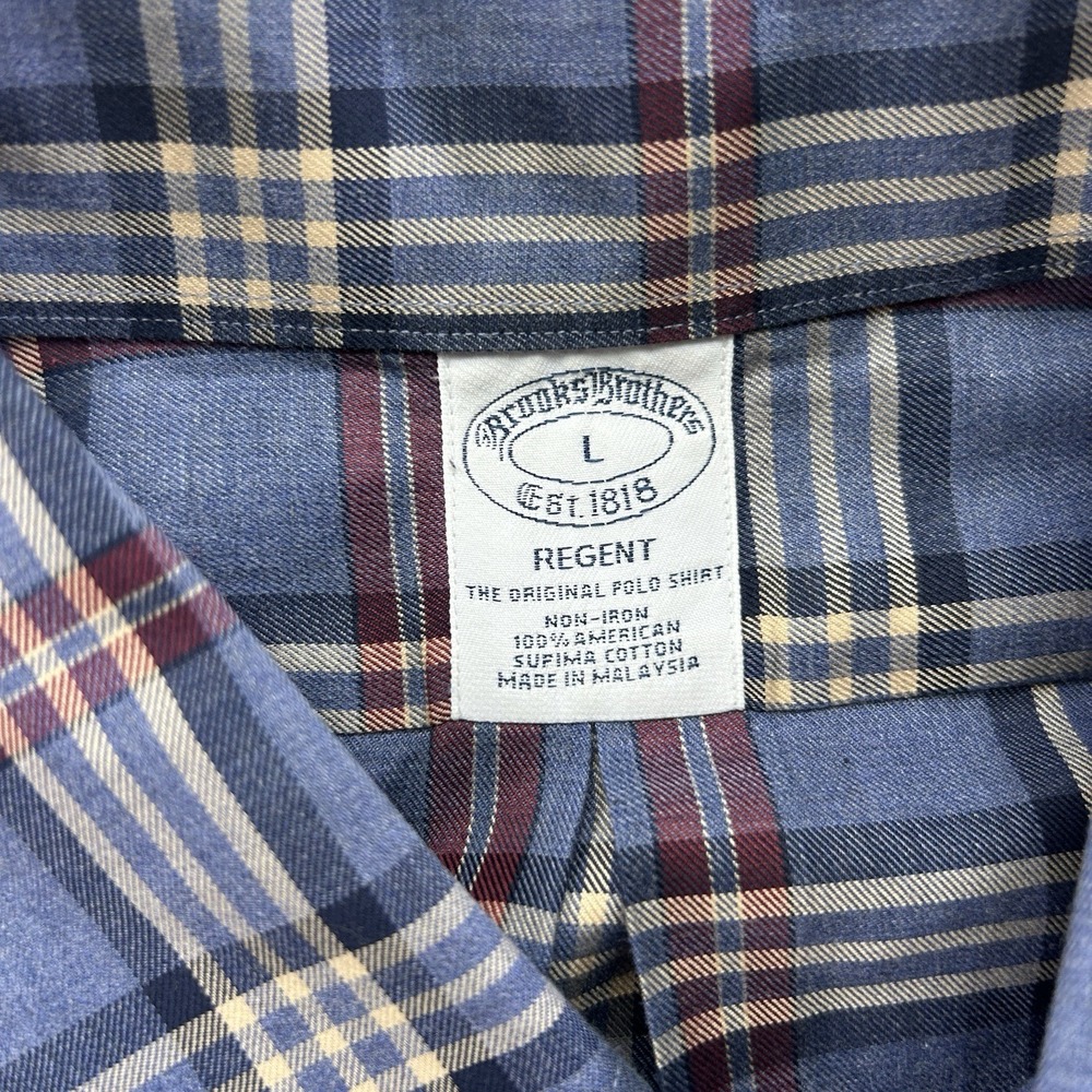 Brooks Brothers 1818 Men's Sz L Shirt Regent Tartan Plaid 100% Supima Cotton - Picture 4 of 9